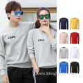 Long Sleeves Cotton Plain Unisex Crewneck Sweatshirt